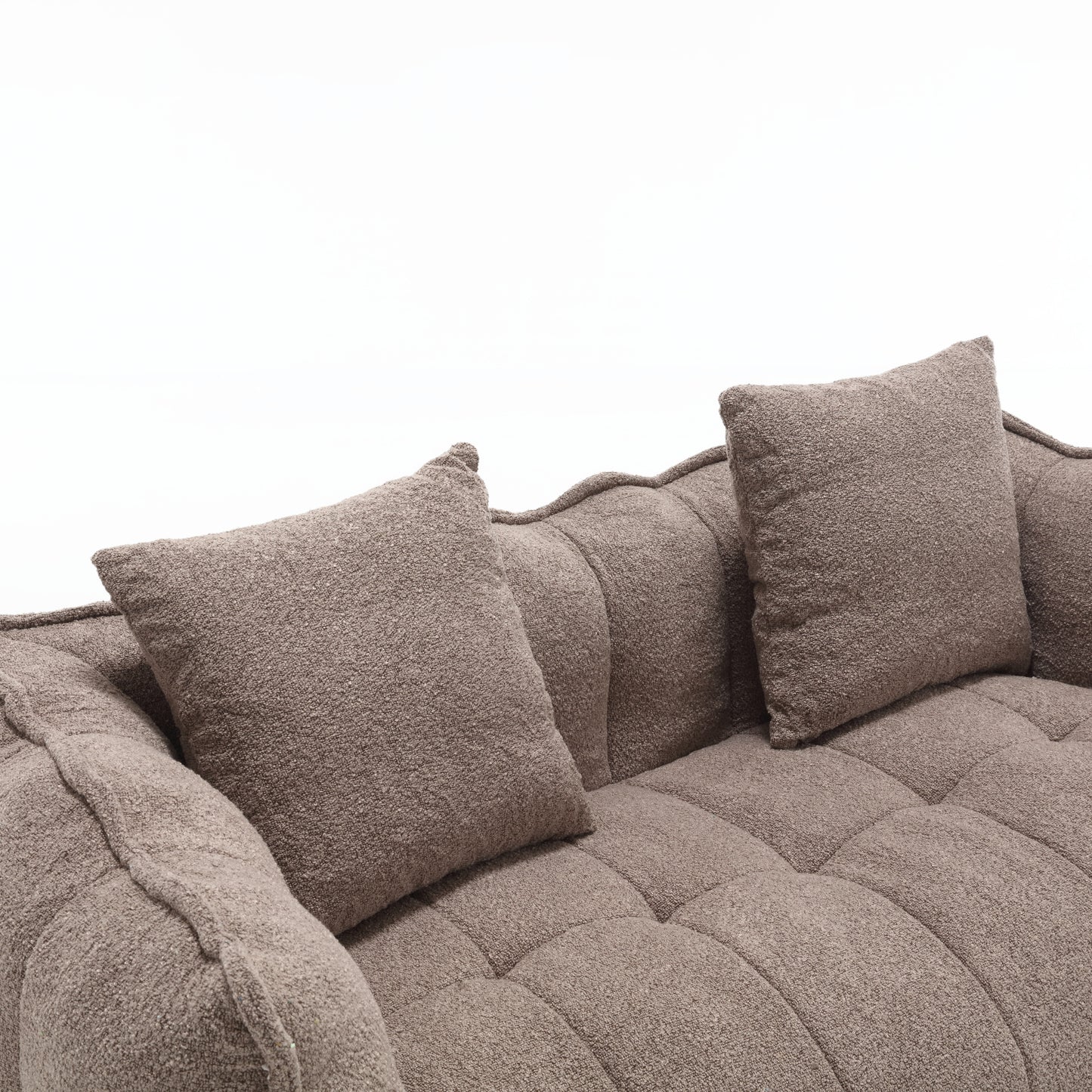 Comfortable Brown Beanbag Chair for Two - Chenille Foam Sofa