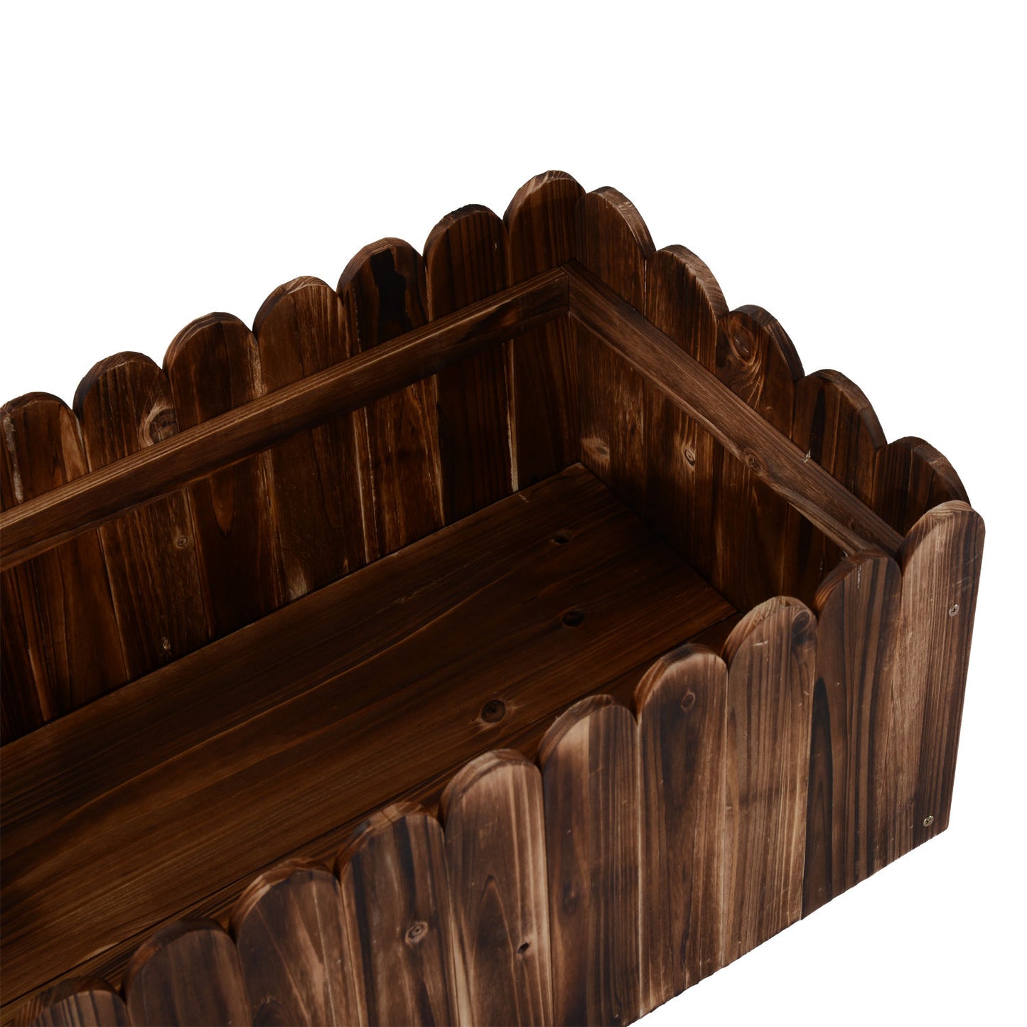 40x16x12 Inch Wooden Raised Garden Planter Box with Scalloped Edge