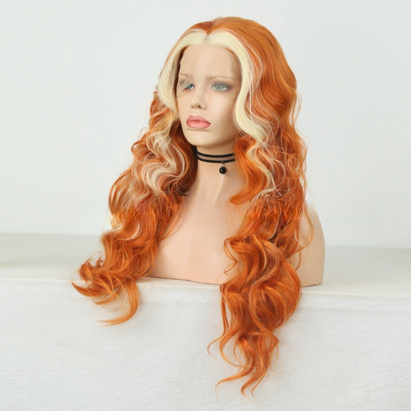 European & American Style Curly Lace Front Wig - Mixed Color Mid-Length Hair
