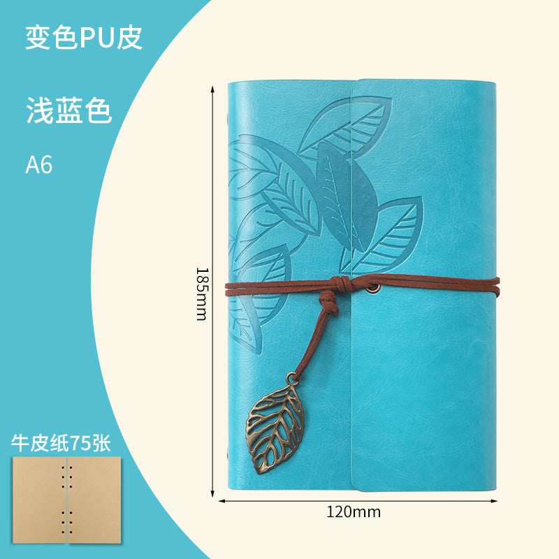 Vintage Travel Notebook - Loose Leaf Diary with Imitation Leather Cover