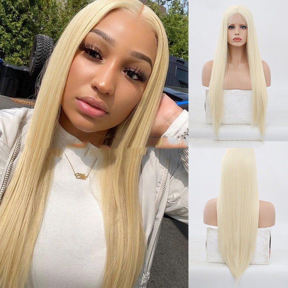 Women's Gold Front Lace Hook Wig - Long Straight Synthetic Hair