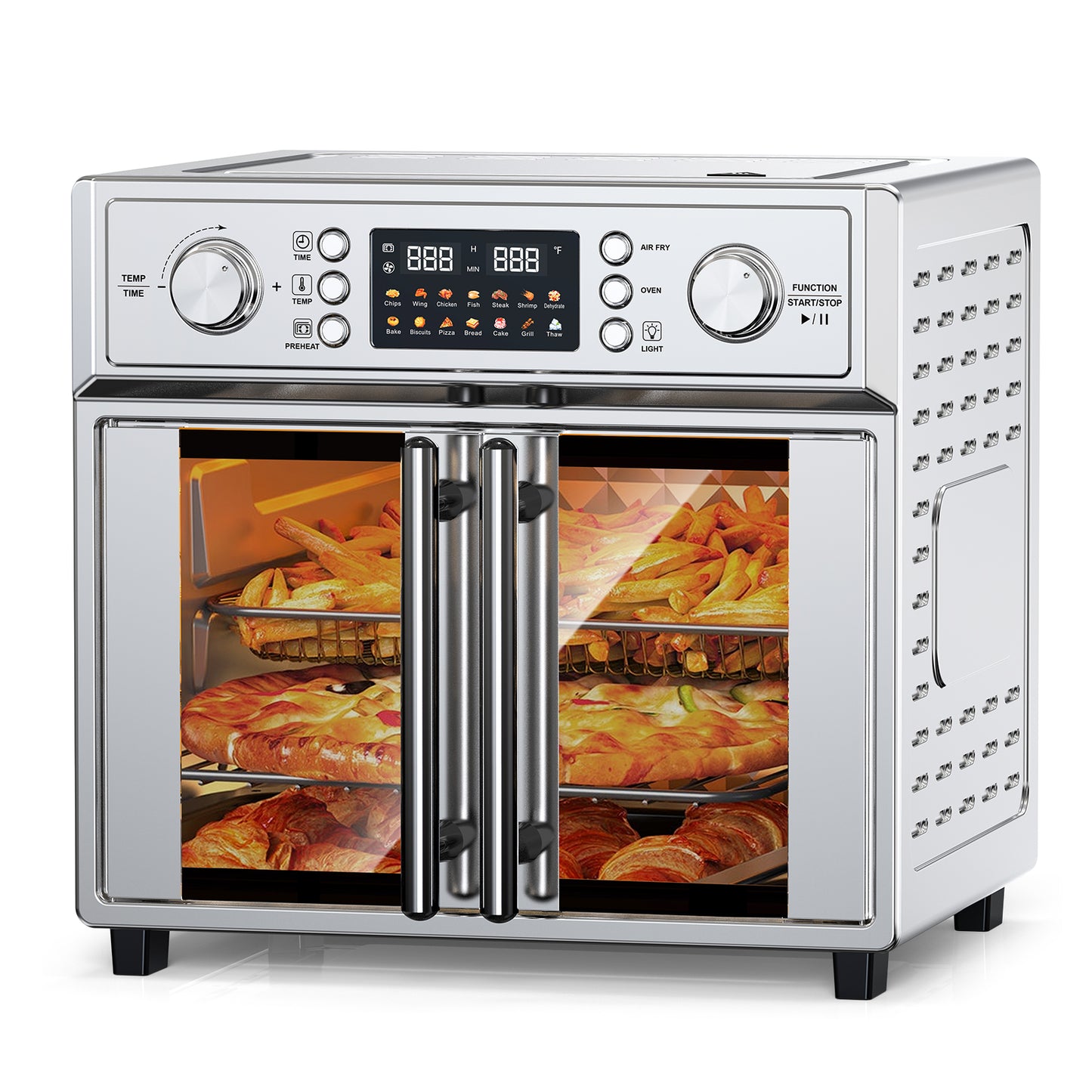 29.5QT Digital French Door Air Fryer Toaster Oven - 14 Presets, Stainless Steel