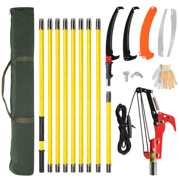 24ft Manual Pole Saw for Tree Pruning - Extendable Long Handle Garden Tool