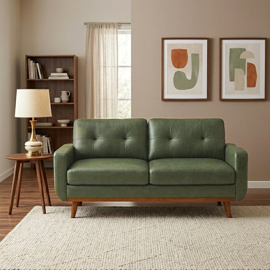 65-Inch Modern Minimalist Two-Seater Sofa - Olive Green
