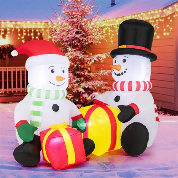 5ft Christmas Inflatable Snowman with Gift Boxes and LED Lights