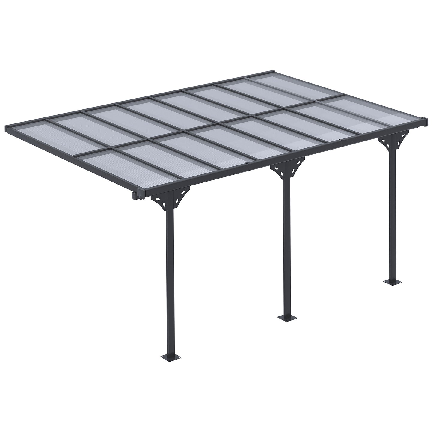 14.5 x 10 Wall-Mounted Aluminum Pergola with UV Blocking - Gray