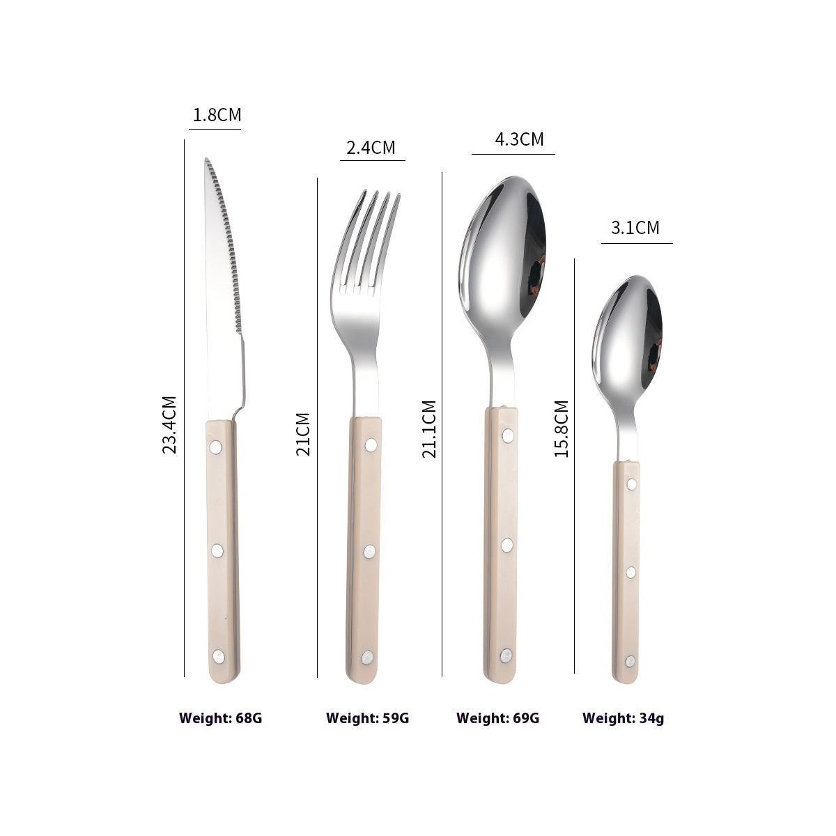 Stainless Steel Cutlery Set 4 Pieces Fork Knife Spoon Flatware Dinnerware