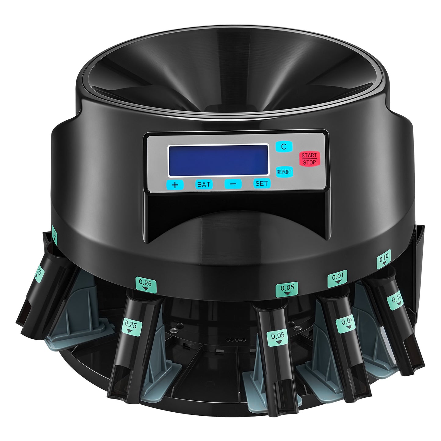Coin Counter Machine for Coins, 5 Denominations, 225 Coins/Min, LCD Display, Batch Counting