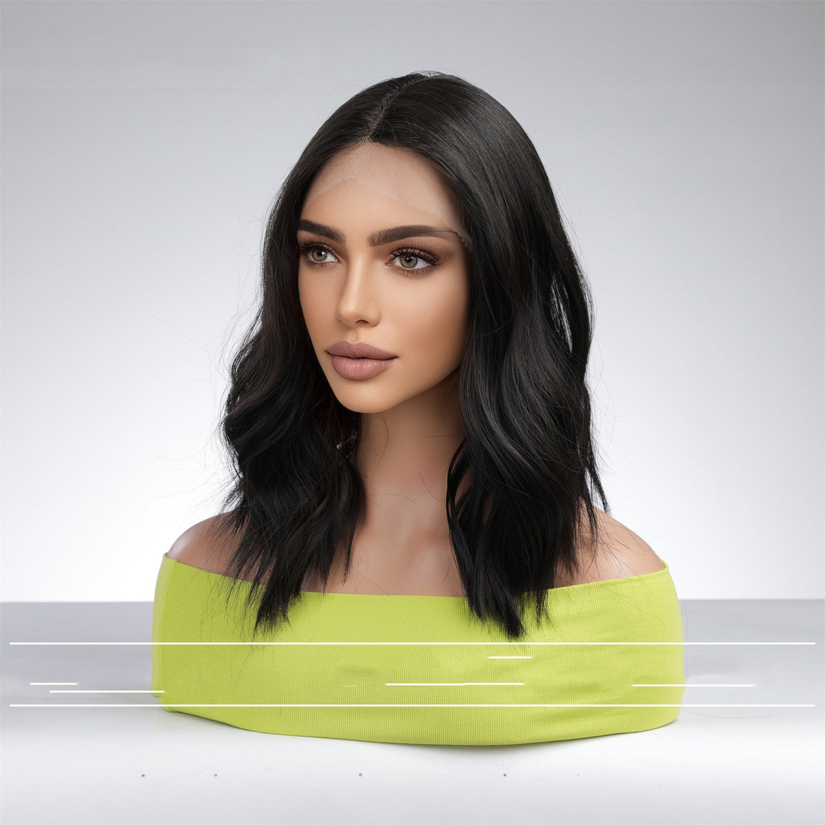 Medium Gradient White Synthetic Wig with Straight Short Hair - 14 Inch, Unisex