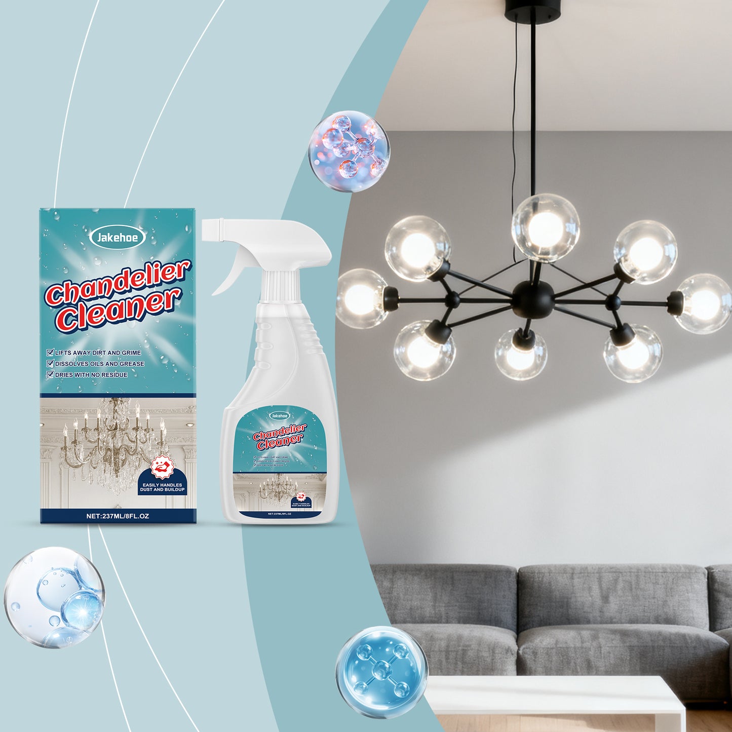 Chandelier Cleaner Spray - 237ml Household Glass & Fixture Cleaning