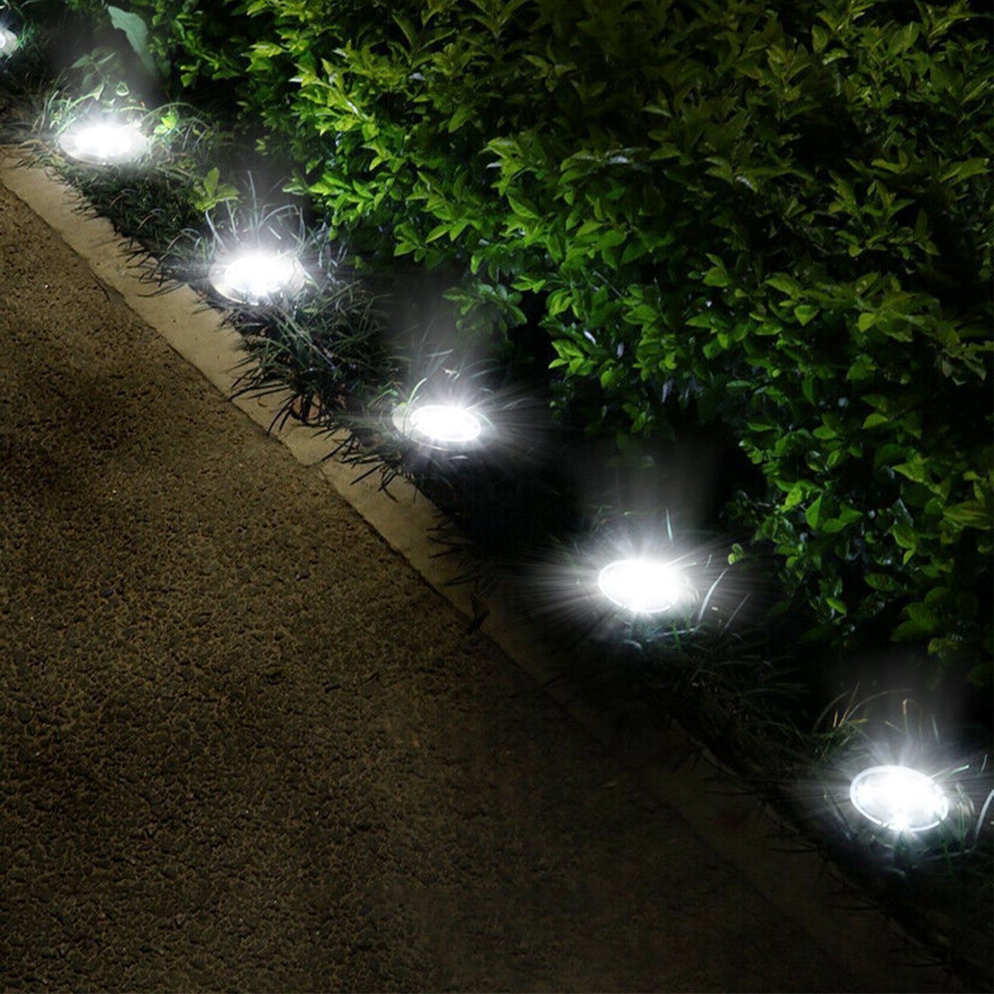 4-Pack Solar Ground Path Lights Waterproof Outdoor Lawn Driveway Lighting