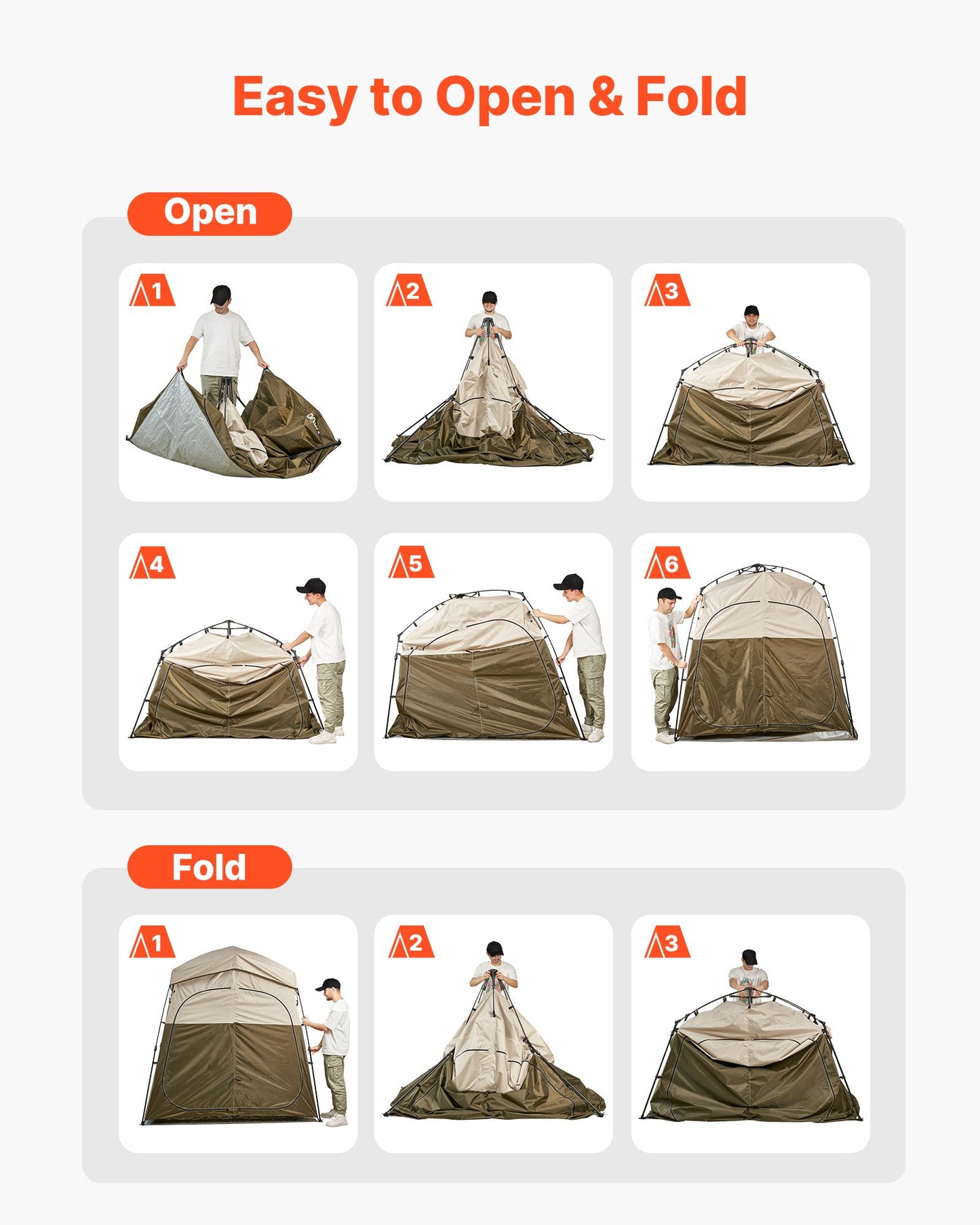 Portable 2-Room Camping Shower Tent with Ground Stakes & Carry Bag