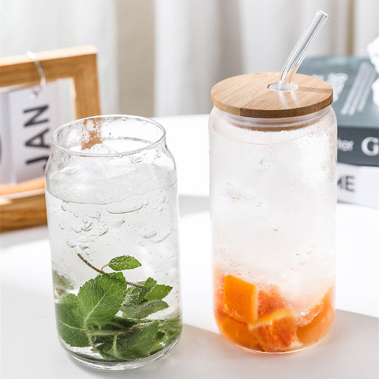Transparent Borosilicate Glass Cup with Lid & Straw - Modern Drinkware