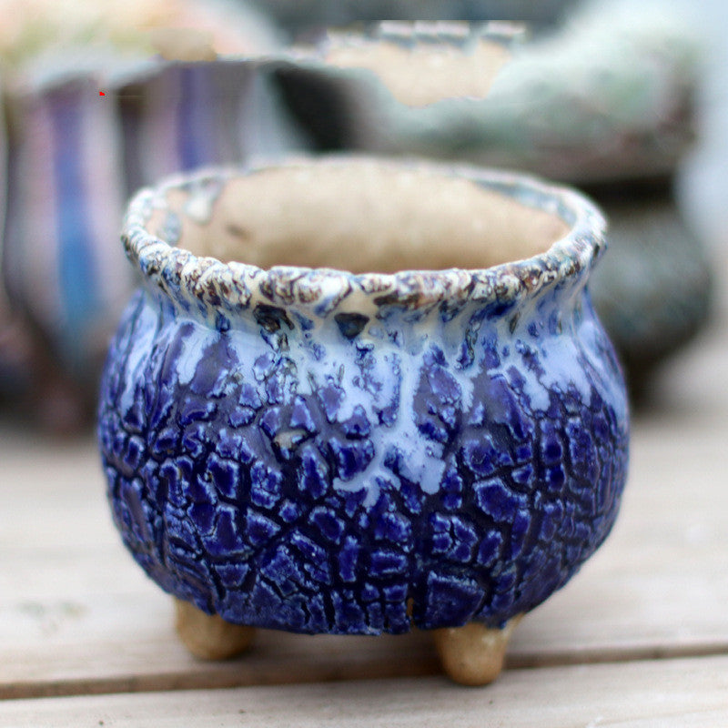 Creative Ceramic Flowerpot with Hand-Controlled Bursting Flow Glaze