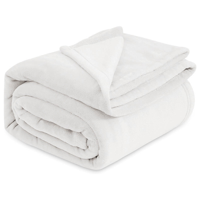 White Flannel Blanket 130x160cm Cozy Wool Office Nap Bedding