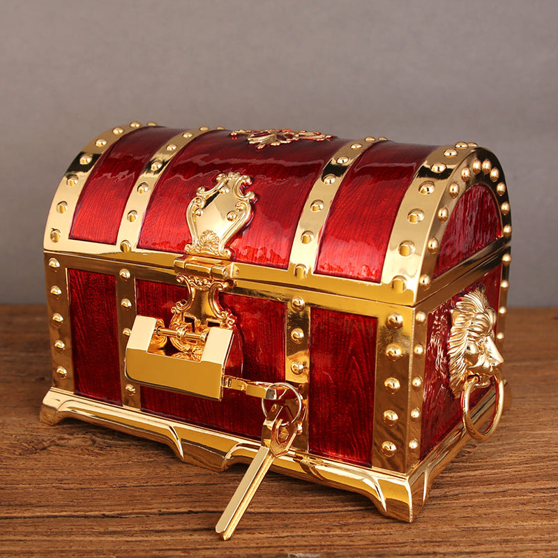 Retro Chinese Style Jewelry Box with Lock - Handcrafted Alloy Storage Chest