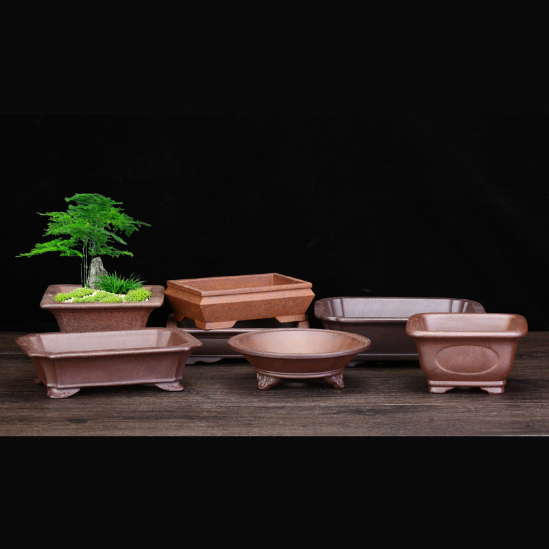 Rectangular Square Purple Clay Flowerpot for Home Garden & Balcony