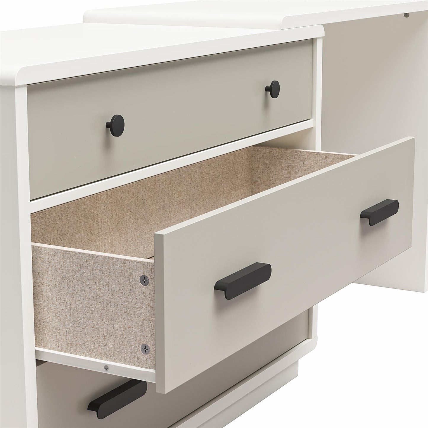 Valencia 3-Drawer Dresser and Desk Combo - Taupe