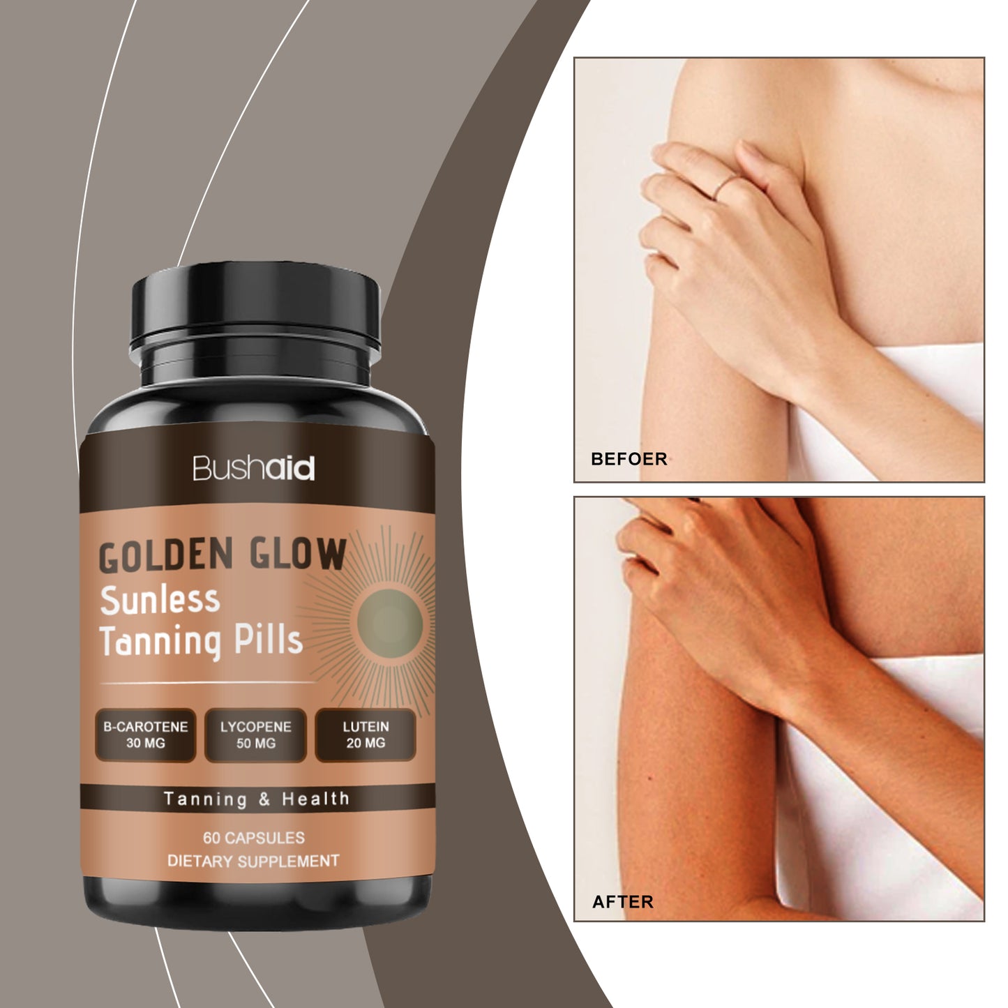 Tanning Capsules Oral 60pcs - Skin Brightening & Fast Absorption