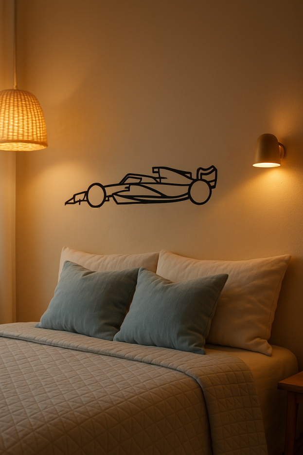 Laser-Cut Metal Wall Art - Sports Car Silhouette Decoration