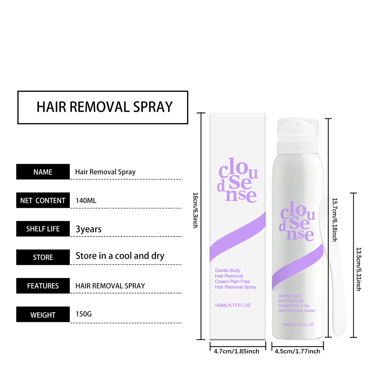 Gentle Hair Removal Spray - 140ml