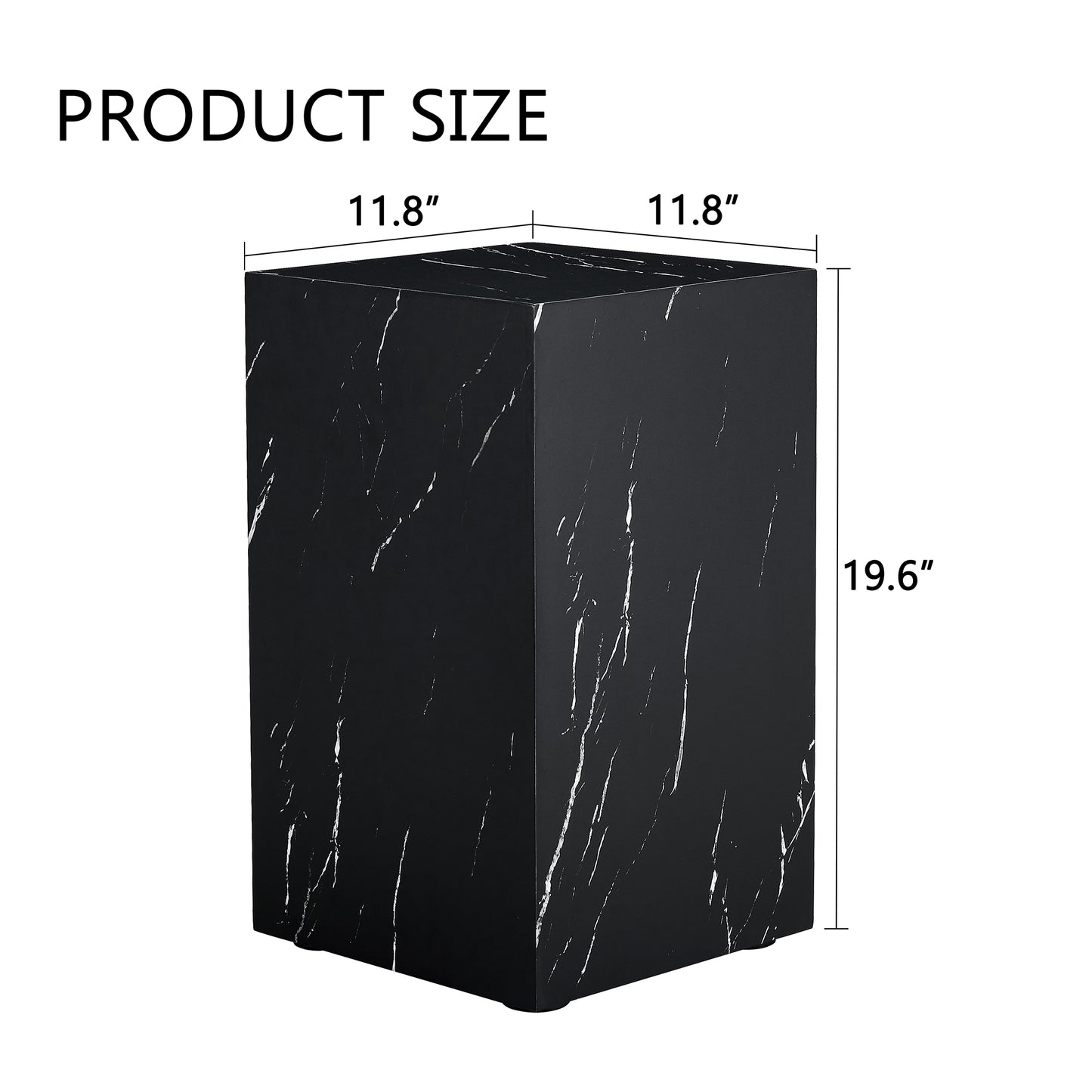 11.8x11.8x19.6 Inch Black Marble Texture MDF Coffee Table - Luxurious