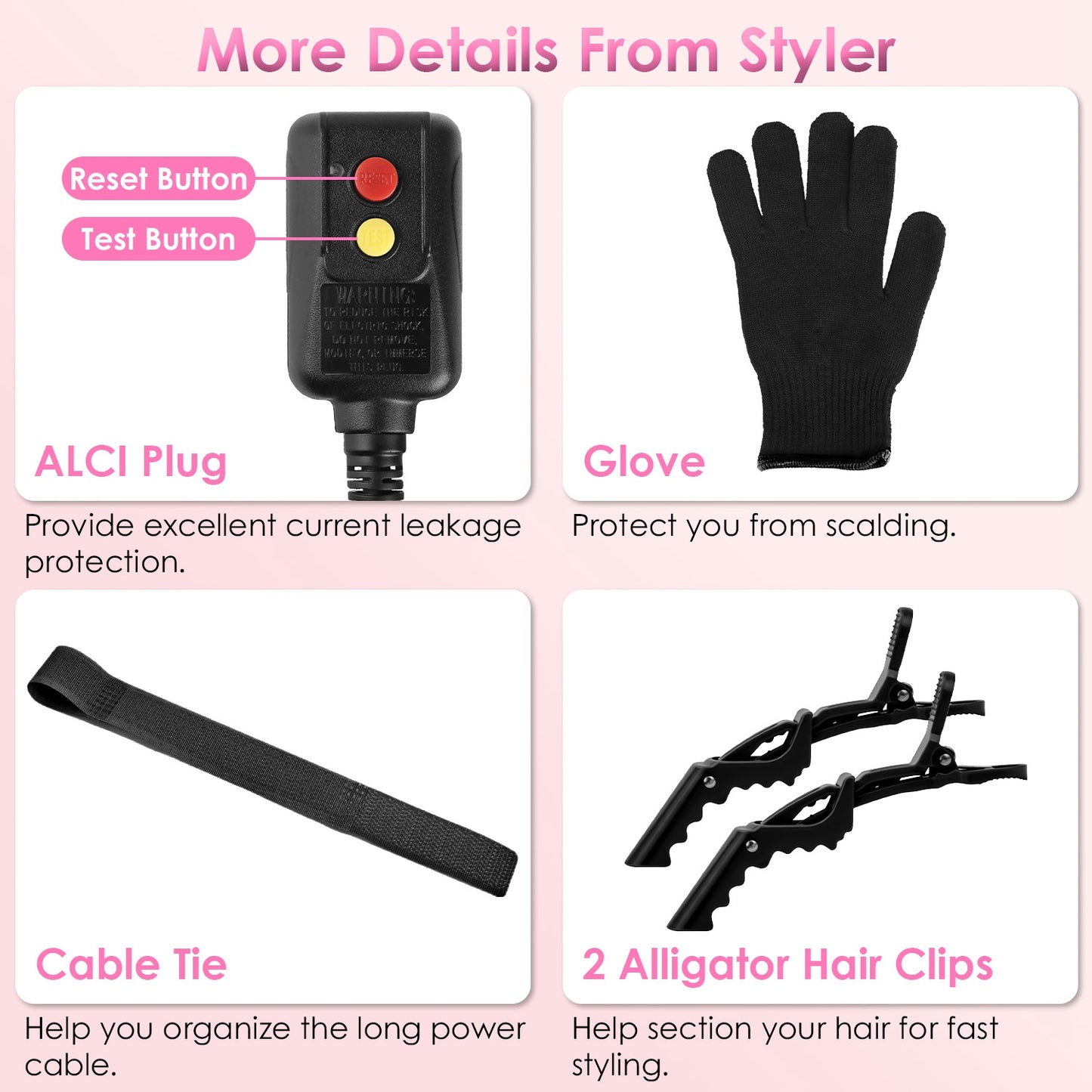 5-in-1 Hot Air Hair Styler & Dryer Brush Set - Black Automatic Wrap Curler