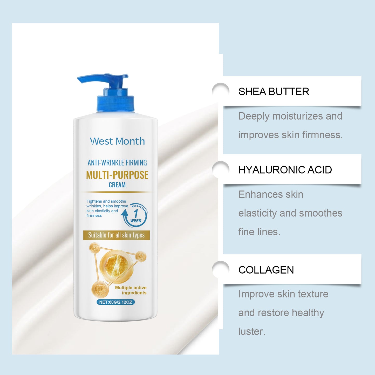 Skin Firming Body Cream with Coffee Extract & Panthenol for Elasticity