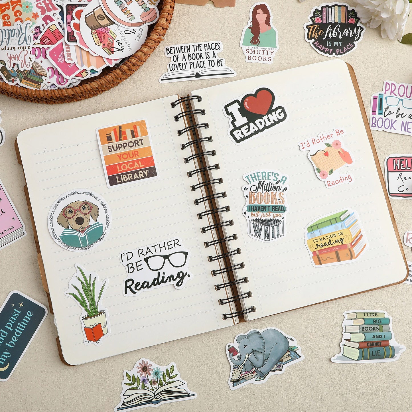 324Pcs Book Stickers - Aesthetic Vinyl Decals for Laptops & Water Bottles