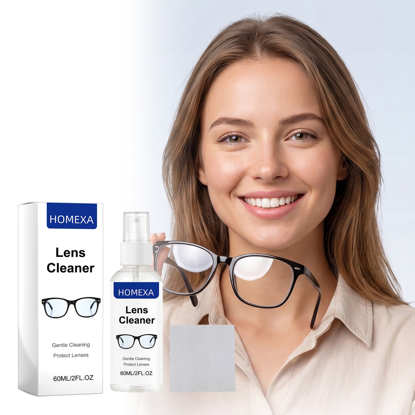 Lens Cleaning Solution 60ml for Eyewear & Camera Lenses - Gentle Care