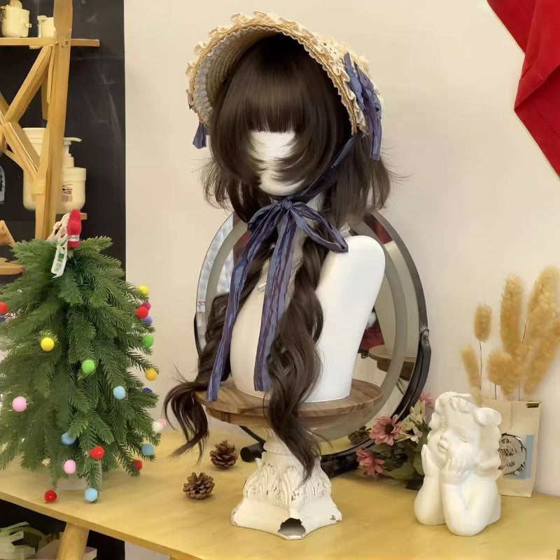 Jellyfish Style Synthetic Wig with Long Curl & Face-Flattering Fit - Cool Brown