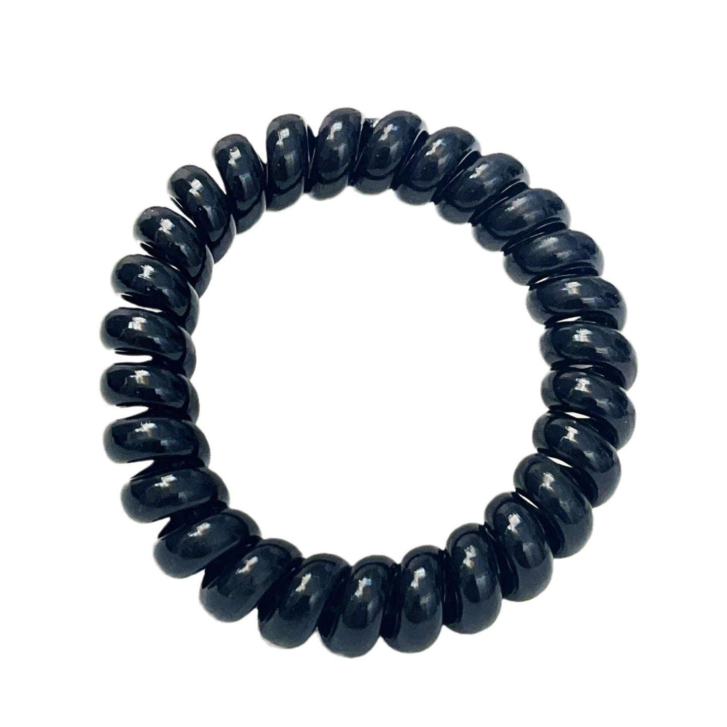 Elastic Telephone Cord Hair Tie for Women - Black, Transparent, White Set