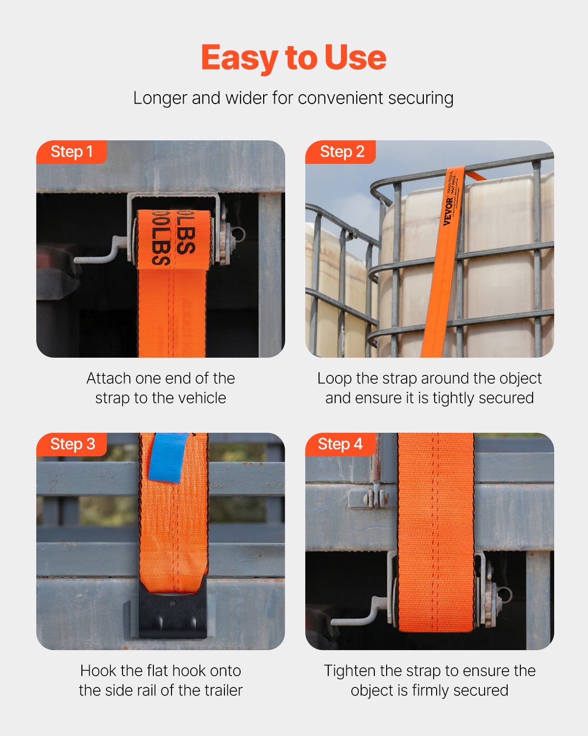Heavy Duty Winch Straps 4In x 30Ft with Flat Hook - 10 Pack for Towing
