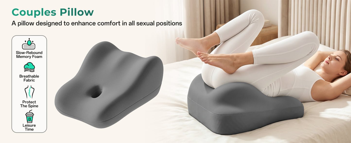 Ergonomic Memory Foam Support Pillow for Couples - Grey