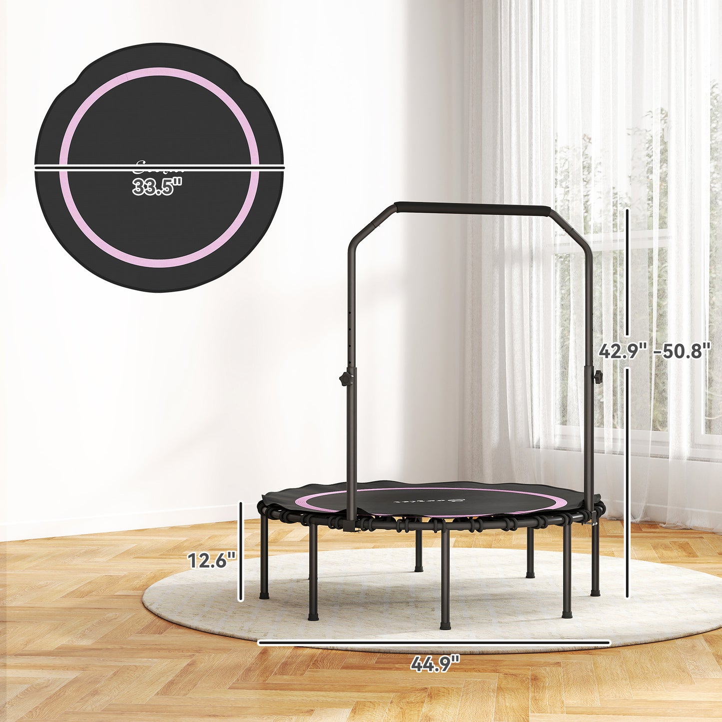 45" Foldable Rebounder Trampoline for Adults - Pink