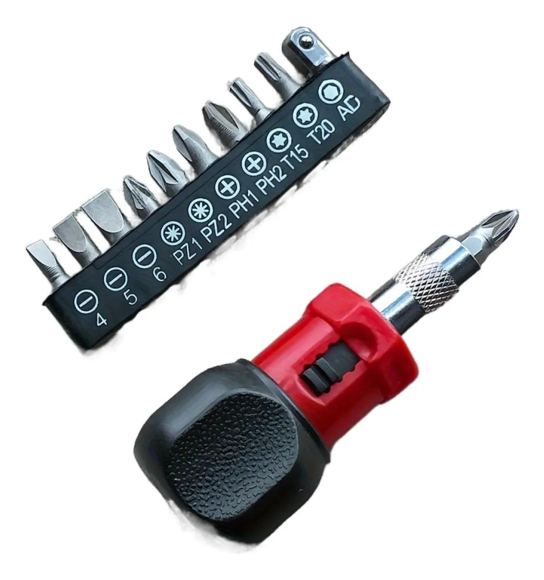 Mini Multifunctional Screwdriver Set with Reversible Steel Connector - Compact Hand Tool Kit
