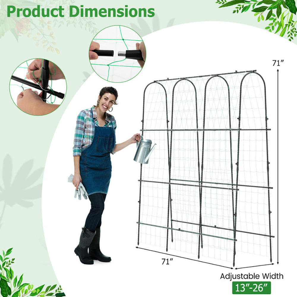 Large U-Shaped Garden Trellis for Climbing Plants - Black, 71 x 71 Inches