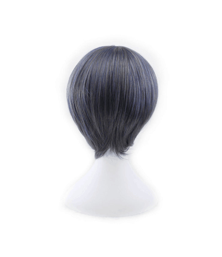 Men's Purple & Gray Mixed Color Short Wig