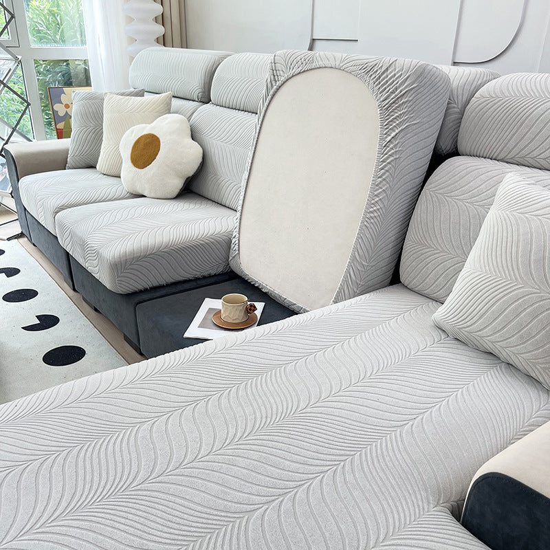 Waterproof Jacquard Sofa Cover Solid Color Couch Slipcover for Living Room