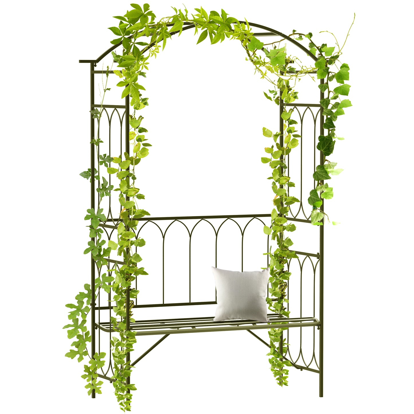 Garden Arbor Arch with Bench for Climbing Plants - Black