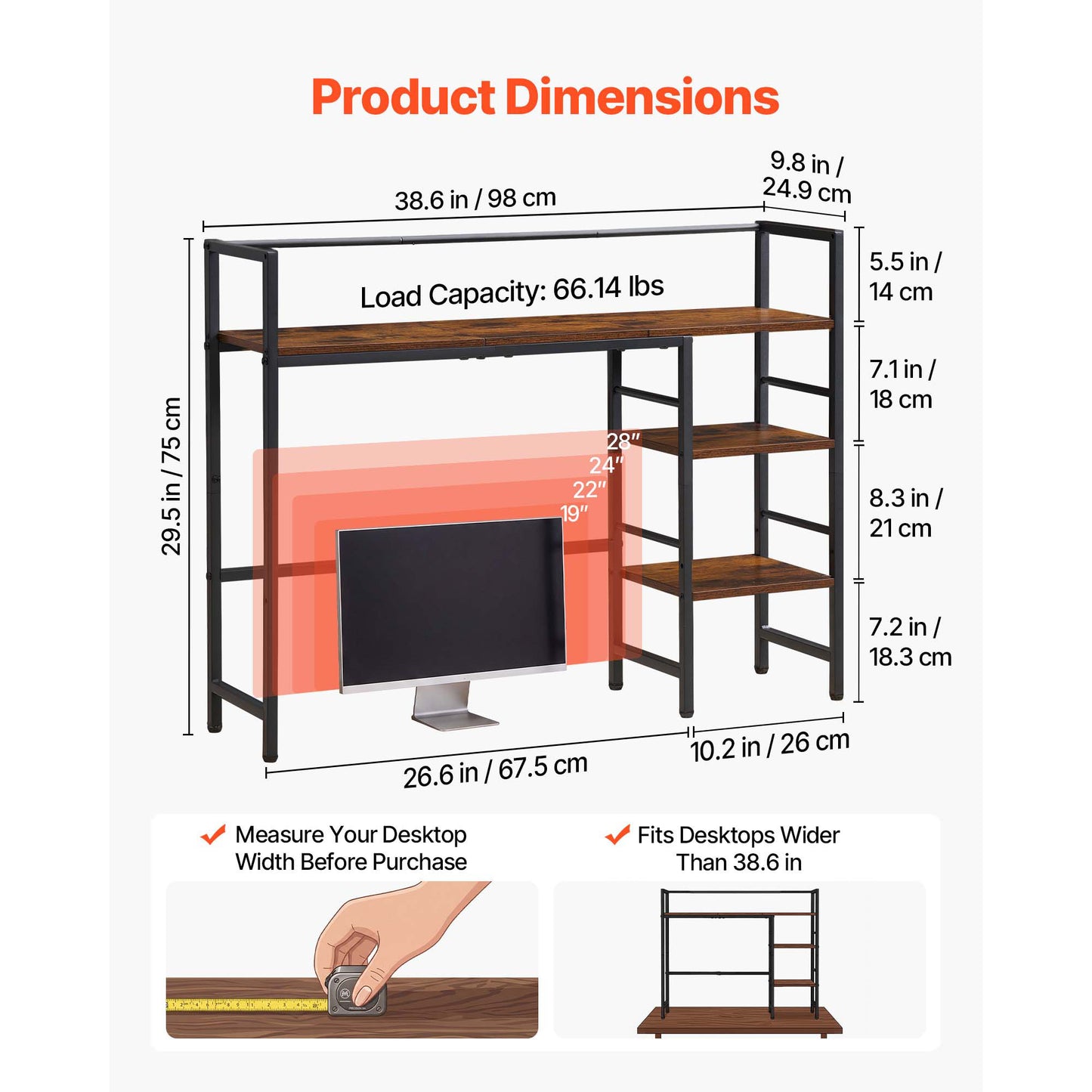 4-Tier Desktop Bookshelf Organizer for Office & Home Storage