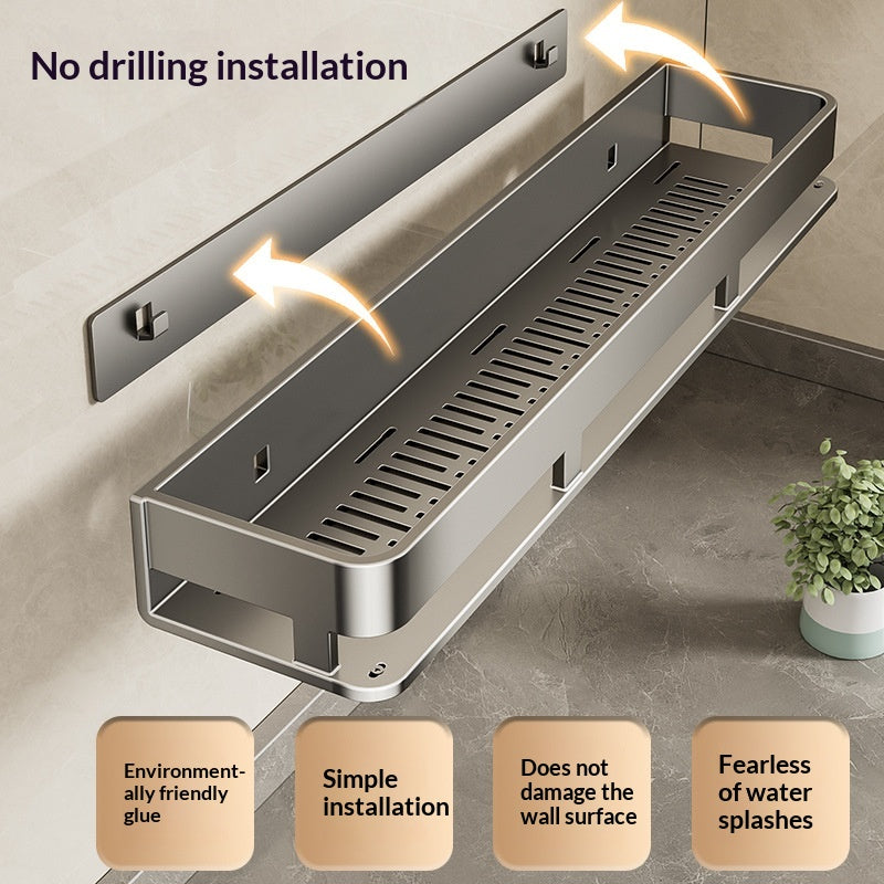 Multi-Functional No-Drill Wall-Mount Storage Shelf for Home & Kitchen