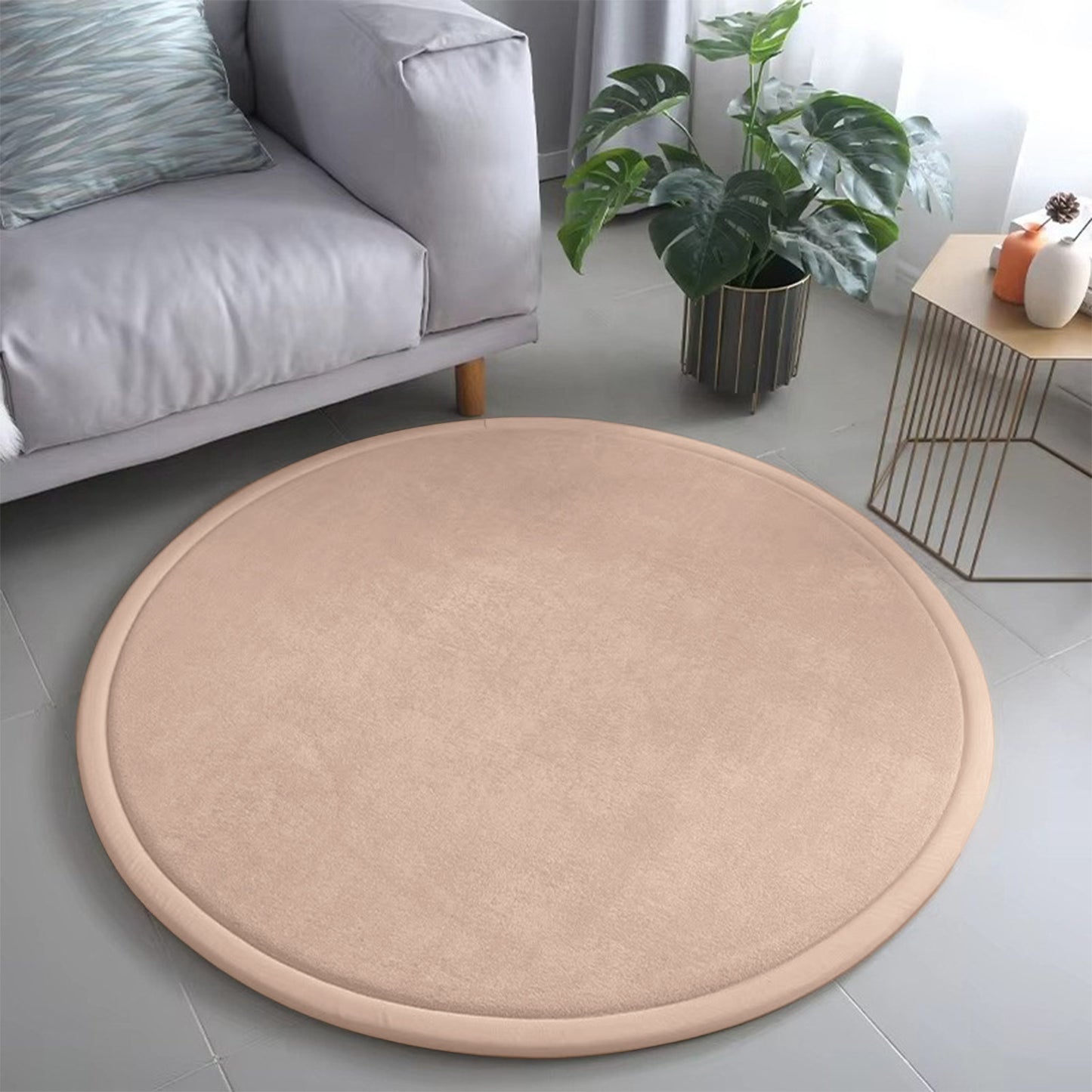 Japanese-Style Minimalist Shatter-Resistant Tatami Floor Mat - 140x140cm, Thick Cushion for Kids & Home