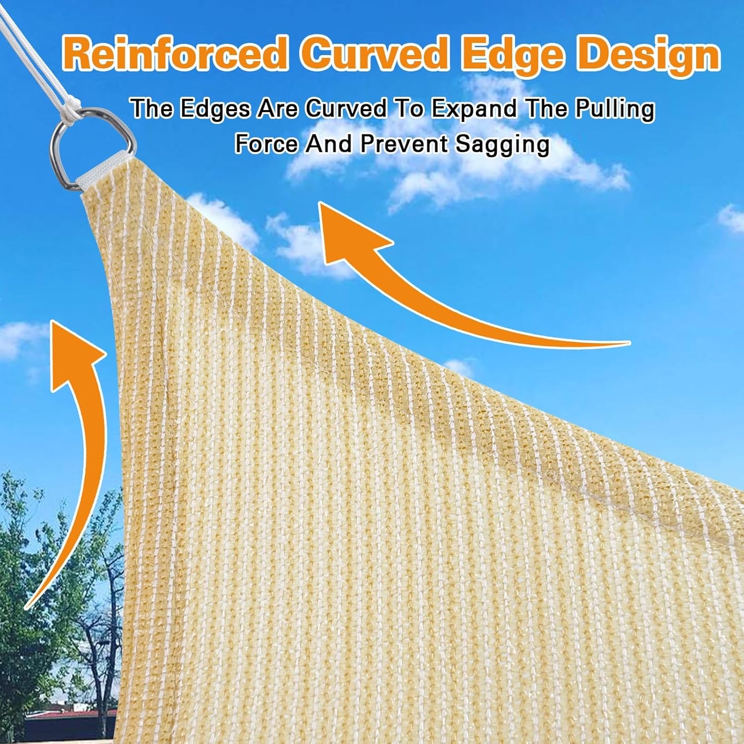 Large Sunshade Sail for Garden & Patio UV Protection 10x10x14 ft - Dark Grey, Mocha, Sand, Light Grey