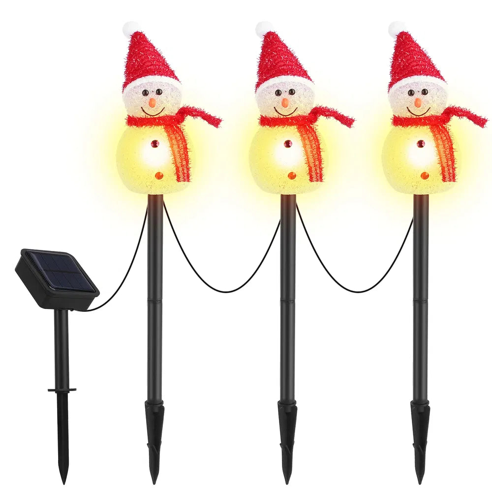 Solar Powered Snowman Stake Light - Warm White LED Christmas Decor