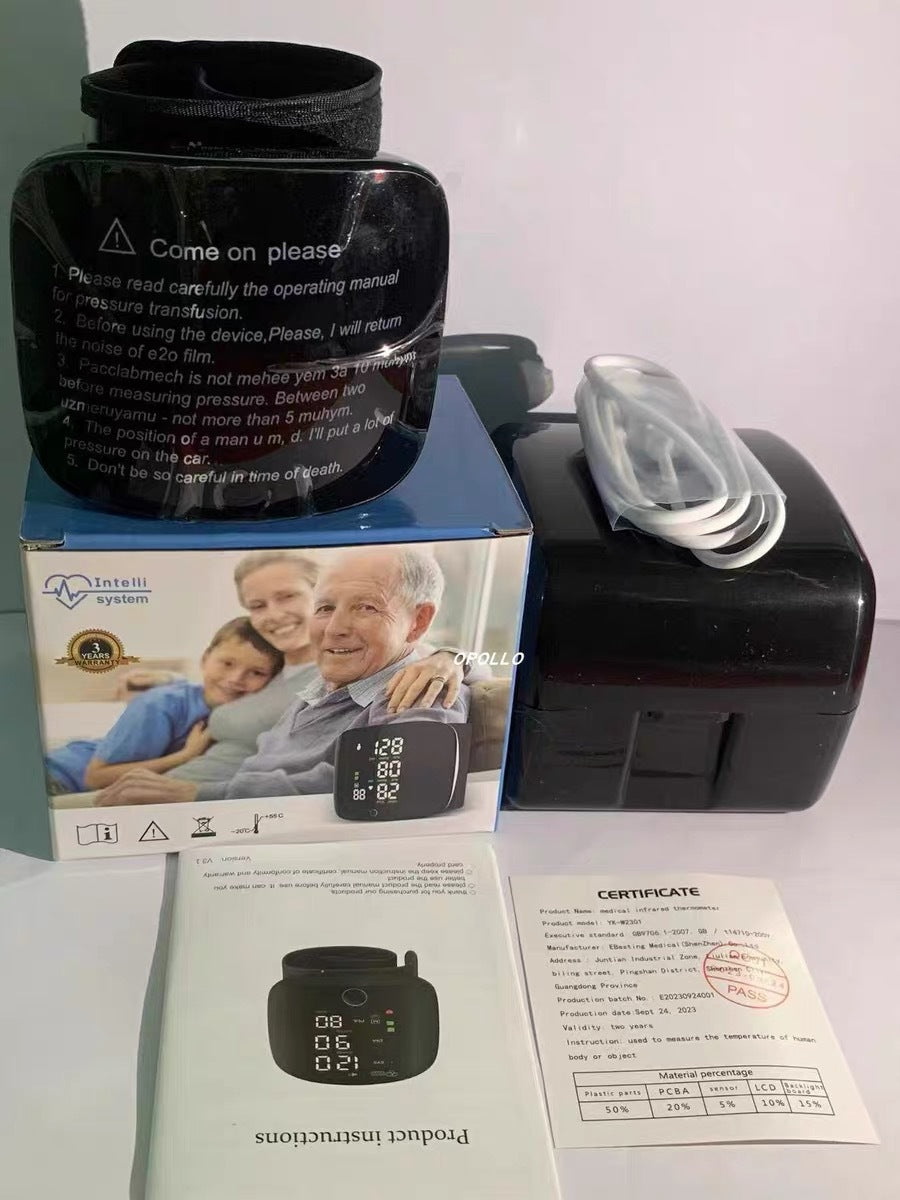 Rechargeable Blood Pressure Monitor Wrist Cuff with Touch Screen Home Healthcare