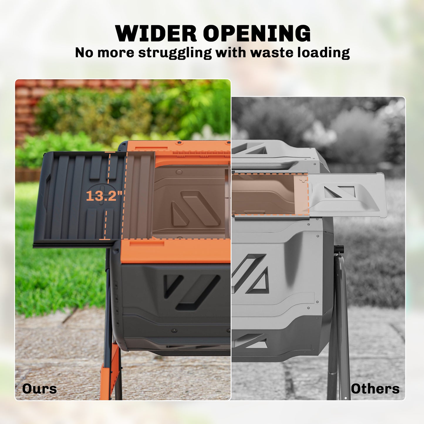 Outdoor Compost Bin 53 Gal Dual Chamber Tumbling Composting System with Adjustable Vents