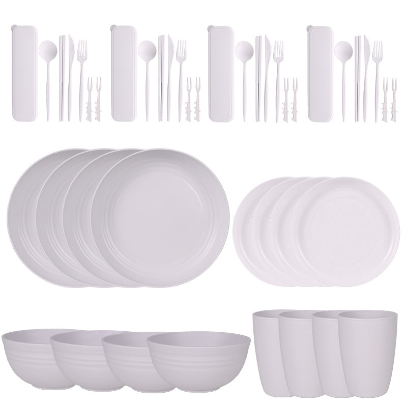 Wheat Straw Dinnerware Set for 4 - Camping & Outdoor Use