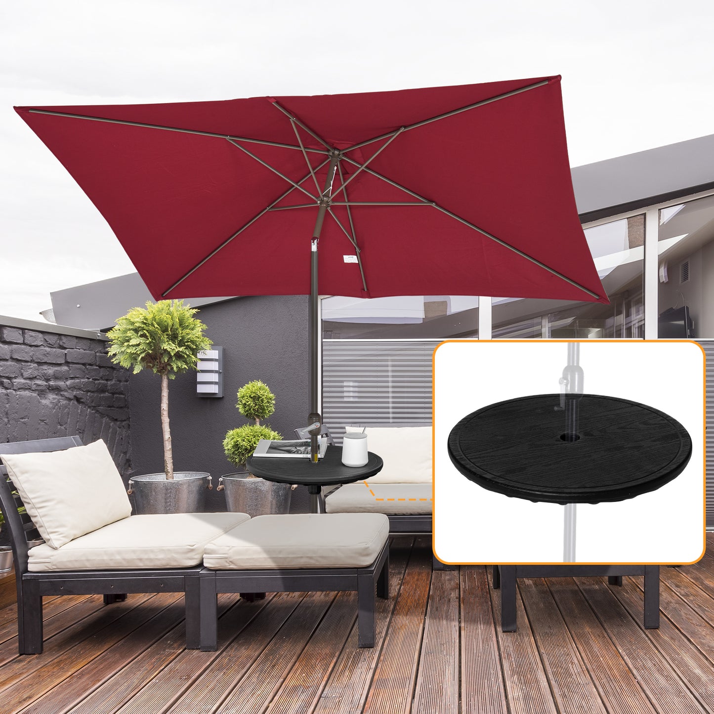 Portable Umbrella Table Tray for 1.5" Poles - Black