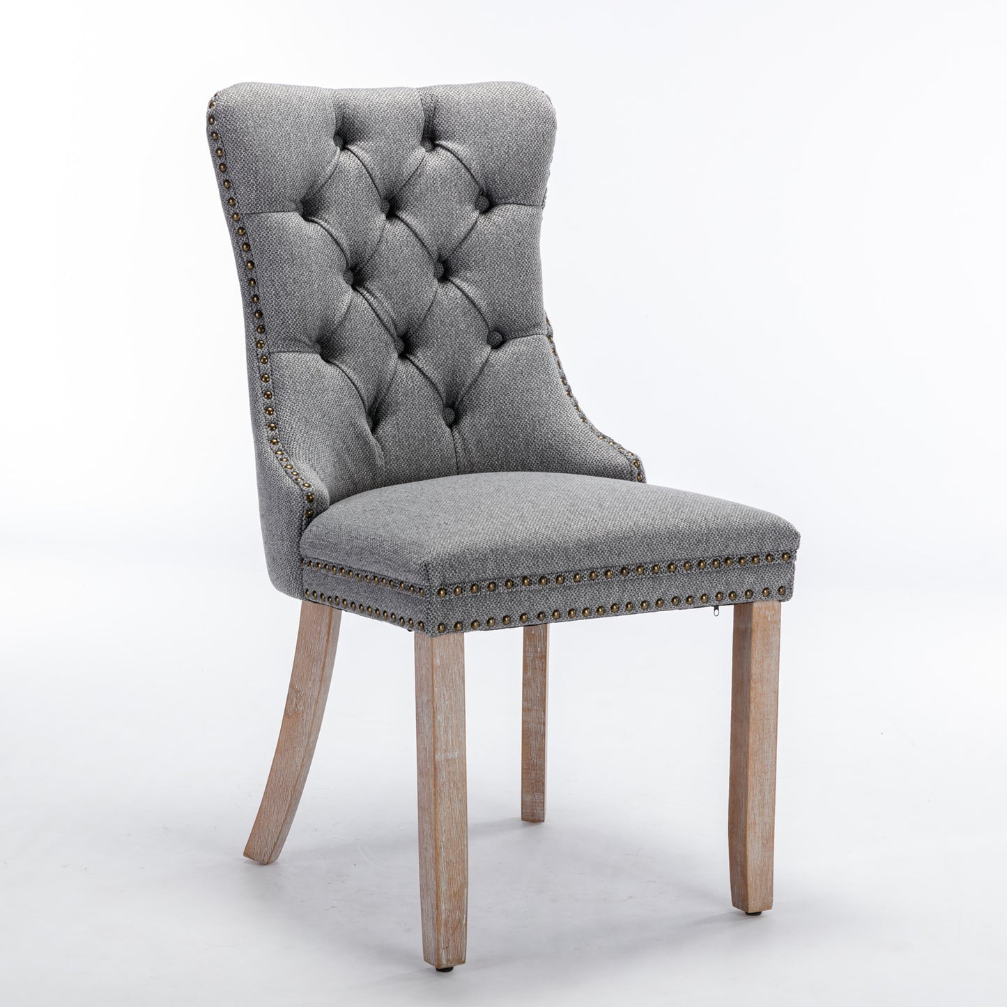 Tufted Gray Upholstered Dining Chairs - Set of 2
